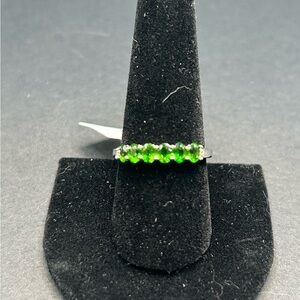 Peridot Stone Sterling Silver Band - Sz 10
